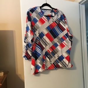 Alfred Dunner blue grey and orange top